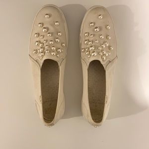 Keds x Kate Spade Cream Shoes with Pearl Detail